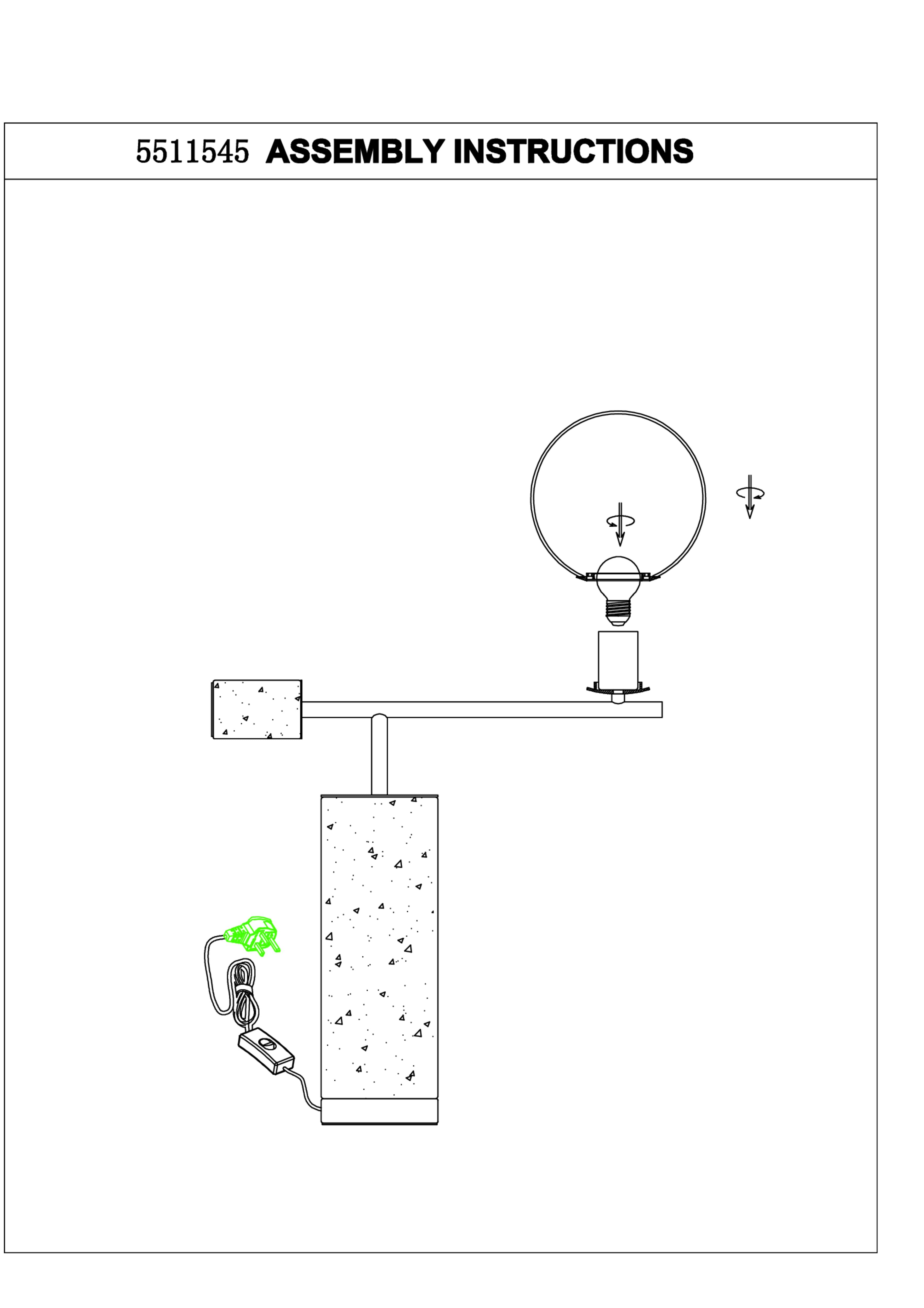 Borello Black Marble & White Glass Orb Table Lamp